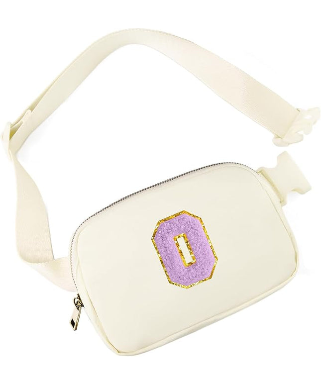 Gitus Gifts for 8 9 10 11 12 Year Old Girls Belt Bag Fanny Pack Crossbody Bags with Initial Letter Patch Cute Stuff Birthday Gifts for Teen Girls Women Personalized Trend Stuff (Ivory-O)