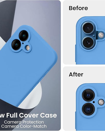 FireNova Designed for iPhone 16 Plus Case, Silicone Upgraded [Camera Protection] Case with [2 Screen Protectors], Soft Anti-Scratch Microfiber Lining Inside, 6.7 inch, Blue