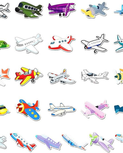 Colorful Airplane Vinyl Stickers, 50 PCS Waterproof Cartoon Aircraft Decals for Laptops, Scrapbooking, Journals, Water Bottles, Phones, Notebooks & DIY Decor