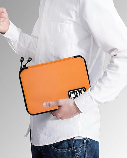 Electronics Travel Organizer,Portable Waterproof Electronic Travel Storage Bag for Small Charging Cord Storage,Charger,SD Card etc,for Travel,Business-Orange Green