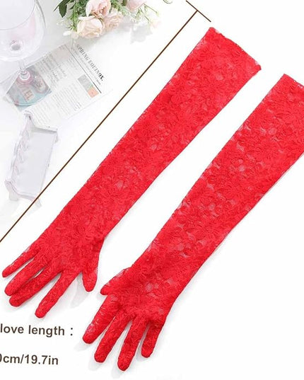 Campsis Floral Lace Gloves Long Lace Gloves