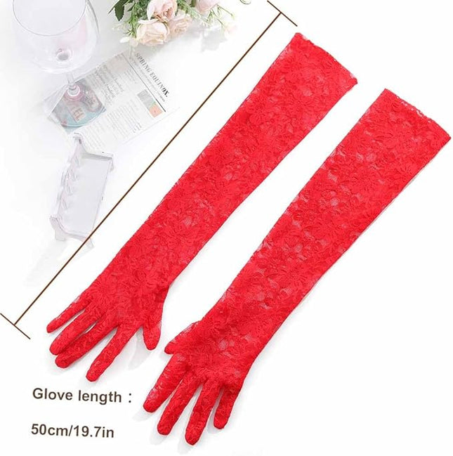 Campsis Floral Lace Gloves Long Lace Gloves