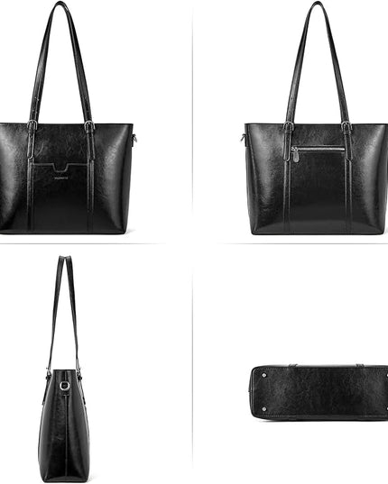 BOSTANTEN Leather Laptop Bag Work Tote for Women Shoulder Handbag Briefcase 15.6 inch Satchel Computer Bag