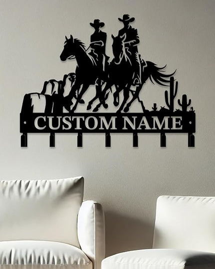peanut case Personalized Farm Horse Keys Hooks,Custom Name Metal Cowboy Horse Art Keys Hooks,Metal Horse Lover Wall Home Storage Decorative Keys Hooks,Key Holder Hooks for Wall (Style E)