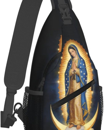 Our Lady of Guadalupe Sling Bag Crossbody Bags Clovers Chest Bag for Travel Hiking for Men Women Virgin Marys 6