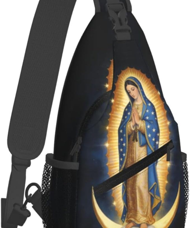 Our Lady of Guadalupe Sling Bag Crossbody Bags Clovers Chest Bag for Travel Hiking for Men Women Virgin Marys 6