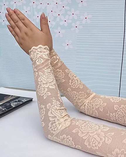 Women's Short Lace Gloves Fingerless for Driving Wedding Wrist Length Bridal Prom Gloves