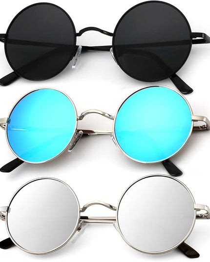 KALIYADI Round Polarized Sunglasses for Men Women Retro Metal Hippie Circle Style Sun Glasses UV Protection
