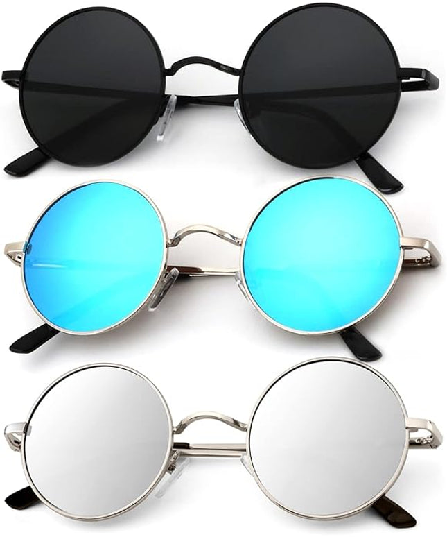 KALIYADI Round Polarized Sunglasses for Men Women Retro Metal Hippie Circle Style Sun Glasses UV Protection