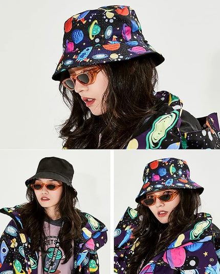 Malaxlx Unisex Bucket Hat Beach Sun Hat Aesthetic Fishing Hat for Men Women Teens, Reversible Double-Side-Wear