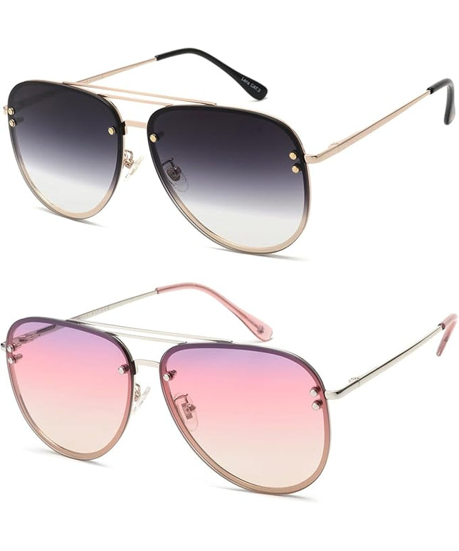 Trendy Oversized Aviator Sunglasses Womens, Retro Cute Big Shades Women's Fashion Sun Glasses UV Protection VF2203