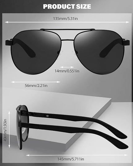 Joopin Polarized Metal Aviation Sunglasses Men, Classic Military Sun Glasses Women, Rectangle Shades UV400 Protection Costume