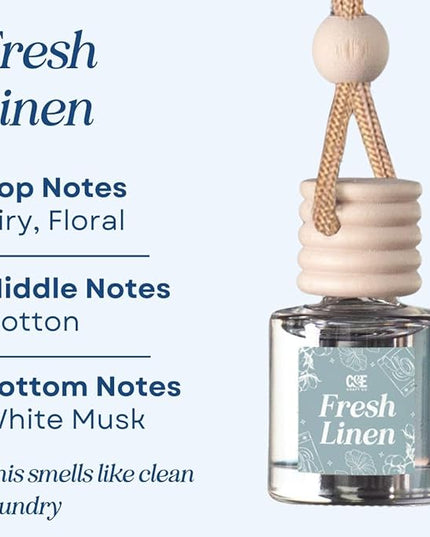 C&E Craft Co Hanging Car Air Freshener Diffuser 2 Pack, Long Lasting Fragrance Oil Car Freshener, Glass Bottle Auto Air Freshener, Made in USA (Fresh Linen)