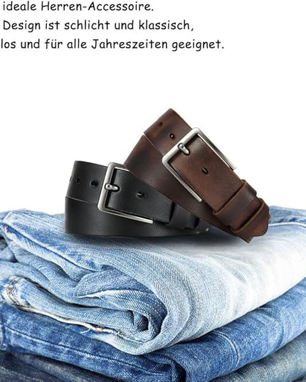 DOOPAI Men's Genuine Leather Casual Belt -Full Grain Leather Belt for Men- 1.5" Handmade Jeans Belt with Gift Box