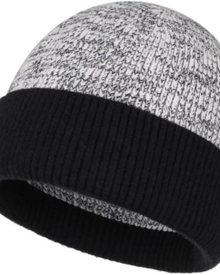 Stylish Wool Knit Short Cuff Fisherman Beanie for Men and Women Patchwork Color Unisex Cap Warm Winter Christmas Hat