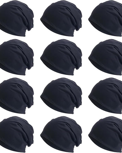 Tergy 4/10/12 Pieces Unisex Beanie Hats for Men Women Slouchy Beanie Hip-Hop Caps Lighweight Soft Skull Caps for Chemo Sleep