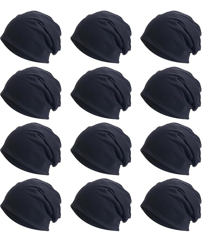 Tergy 4/10/12 Pieces Unisex Beanie Hats for Men Women Slouchy Beanie Hip-Hop Caps Lighweight Soft Skull Caps for Chemo Sleep