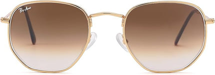 Pro Acme Small Square Sunglasses for Women Men 100% Real Glass Lens Hexagonal Frame
