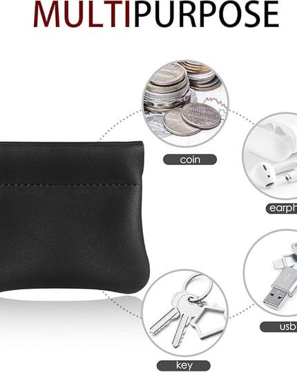 ZYLOXAR Squeeze Coin Purse Genuine Leather Wallet Compact Change Holder Travel Pouch for Women Gift Box (Black)