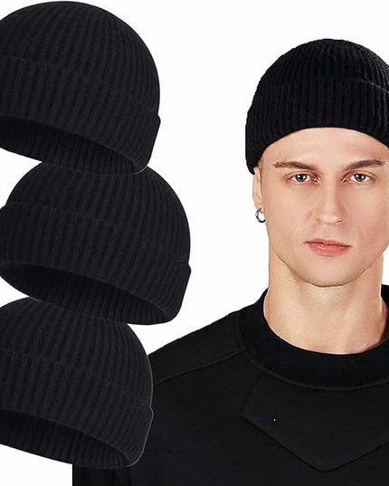 ROYBENS Swag Wool Knit Cuff Short Fisherman Beanie for Men Women, Winter Warm Hats