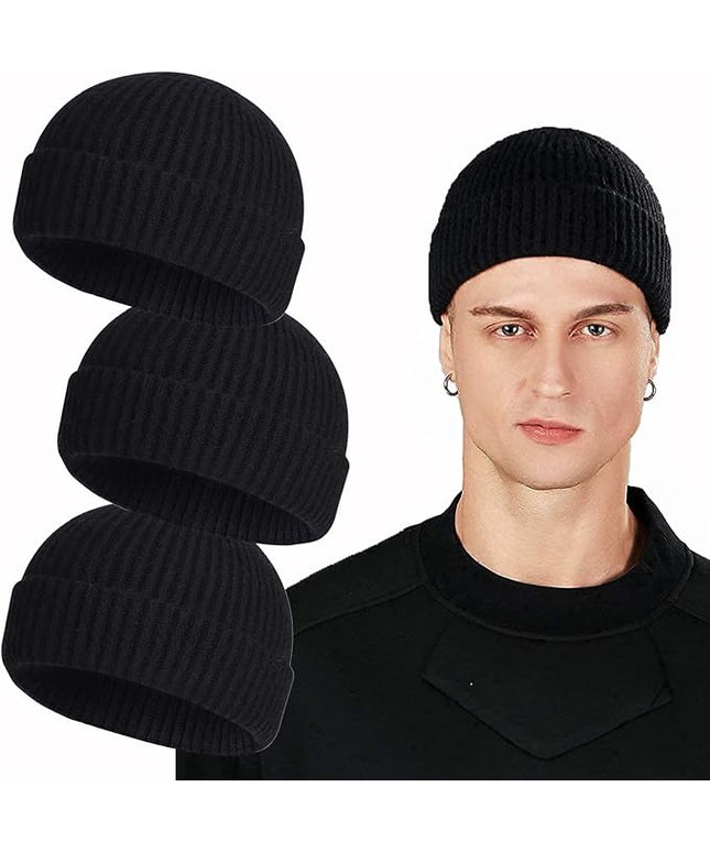 ROYBENS Swag Wool Knit Cuff Short Fisherman Beanie for Men Women, Winter Warm Hats