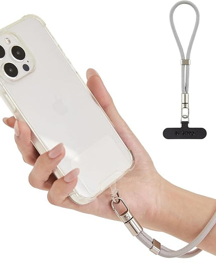 Phone Wrist Strap for iPhone & Samsung – 6mm Lanyard with Non-Adhesive 2 Tether Tabs | Secure Hand Strap for Men & Women (Case Required, for Smartphones) – Light Gray