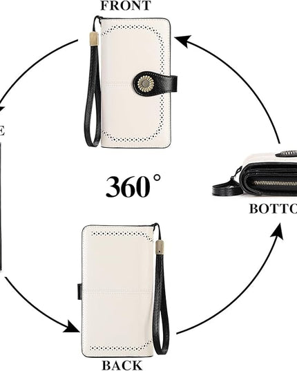 SENDEFN Wallets for Women Leather Credit Card Holder with RFID Blocking Large Capacity Wristlet | with RFID Blocking, Large Capacity, Wristlet, with RFID Blocking, Large Capacity, Wristlet