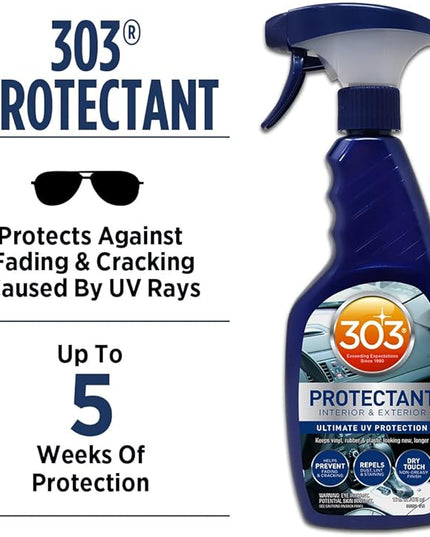 303 Products Automotive Protectant Spray - Helps Prevent Fading & Cracking, Repels Dust, Lint & Staining, Superior UV Protection & Restores Lost Color, Exterior & Interior Car Cleaning Supplies 16oz