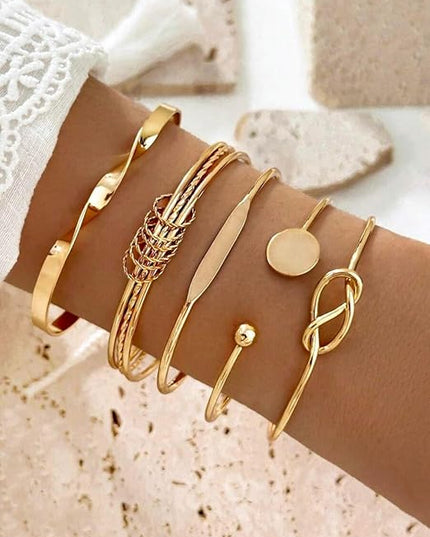 ÌF ME Gold Bangle Bracelets for Women, Indian Bangles Stackable Set, Multi Layer Textured 14K Gold Plated Chunky Bracelets Boho Jewelrys Set