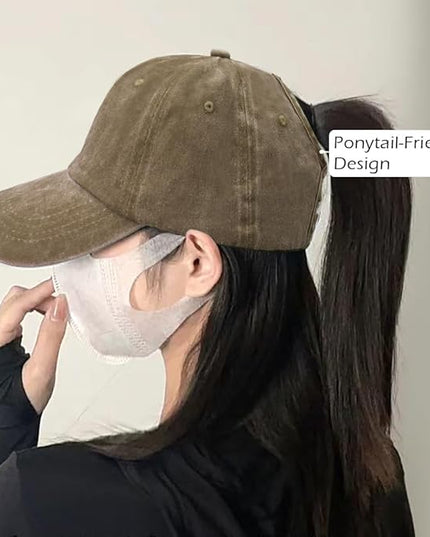 YeeHeen Ponytail Baseball Cap for Women High Messy Bun Caps Washed Cotton Hats