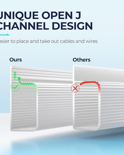 Delamu 2 Pack Safe 15.7in Tidy Cable Management Solution, Protect Kids Pets with Home Office Cable Management Under Desk, Cable Organizer, Cable Management Kit, Cord Organizer for Desk, White