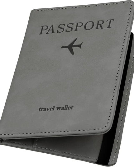 ILIYAH-Passport Cover-Passport Holder Travel Wallet-RFID Blocking Passport Case Travel Accessories Card Holder Wallet Unisex Travel Gifts（Grey）