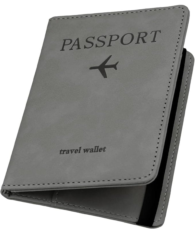 ILIYAH-Passport Cover-Passport Holder Travel Wallet-RFID Blocking Passport Case Travel Accessories Card Holder Wallet Unisex Travel Gifts（Grey）