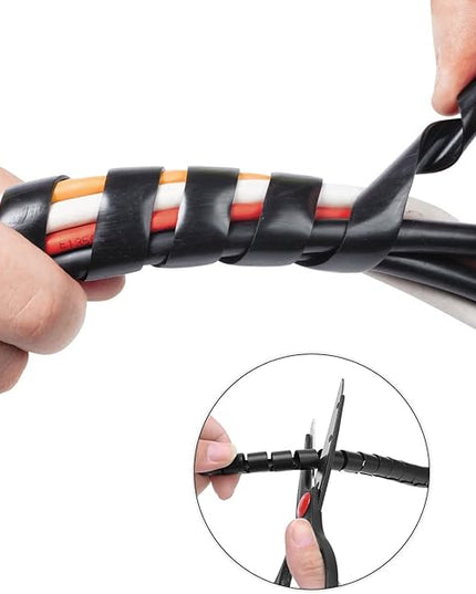 Spiral Cable Wrap - 7.2 Ft 3/4" Spiral Wire Wrap Cord Covers Bundle Sleeve Hose for Computer Electrical Wire Organizer (3/4 Inch-7.2Ft, Black)