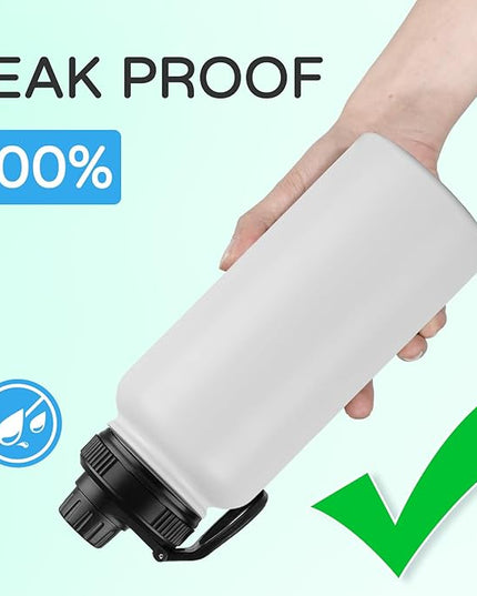 DOMICARE 32 oz Insulated Water Bottle Bulk, Vacuum Insulated Stainless Steel Sports Water Bottle with Straw Lid & Spout Lid, Leakproof, Reusable - Travel, Camping, Bike, White (8 Pack)