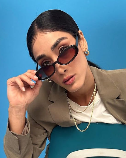 90s Sunglasses for Women Men Retro Small Oval Sunglasses