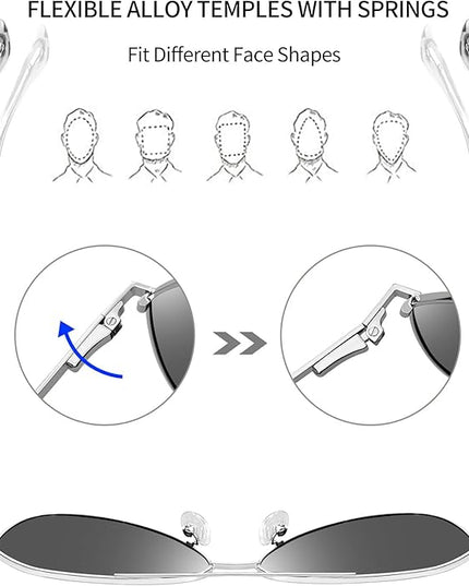 Joopin Polarized Metal Aviation Sunglasses Men, Classic Military Sun Glasses Women, Rectangle Shades UV400 Protection Costume