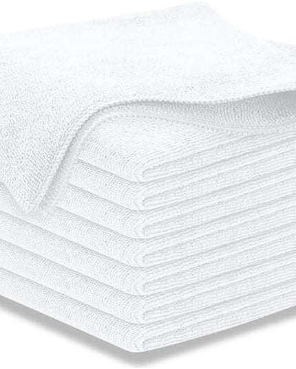 USANOOKS Microfiber Cleaning Cloth - White - 8Pcs (12.5x12.5 inch) High Performance - 1200 Washes, Ultra Absorbent Car Towel Traps Grime & Liquid for Streak-Free Mirror Shine - Car Washing Cloth