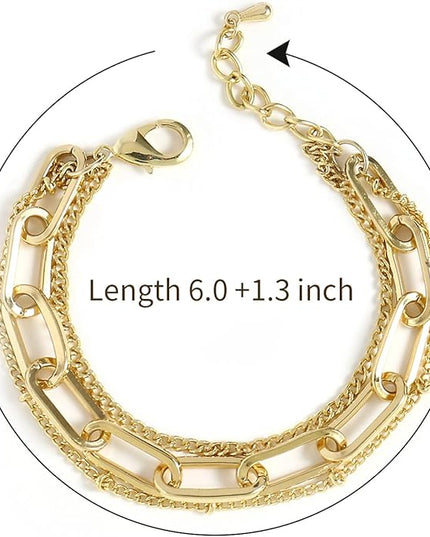 Waterproof Gold Chain Bracelet For Women Non Tarnish,14K Gold Plated Link Dainty Bracelets Stake Layered Bracelet Set Hypoallergen Gold Jewelry