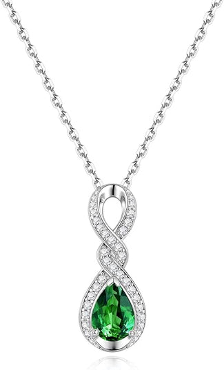 FANCIME Infinity Embrace Birthstone Necklaces for Women Fine Jewelry Sterling Silver Dainty Infinity Pendant Anniversary Birthday Christmas Gifts for Her Wife Mom Daughter