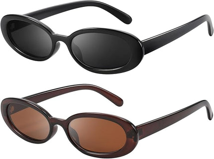DANAMY Sunglasses Womens Retro Oval Sunglasses for Women Men Fashion Small Oval Sun Glasses 90s Vintage Driving Shades