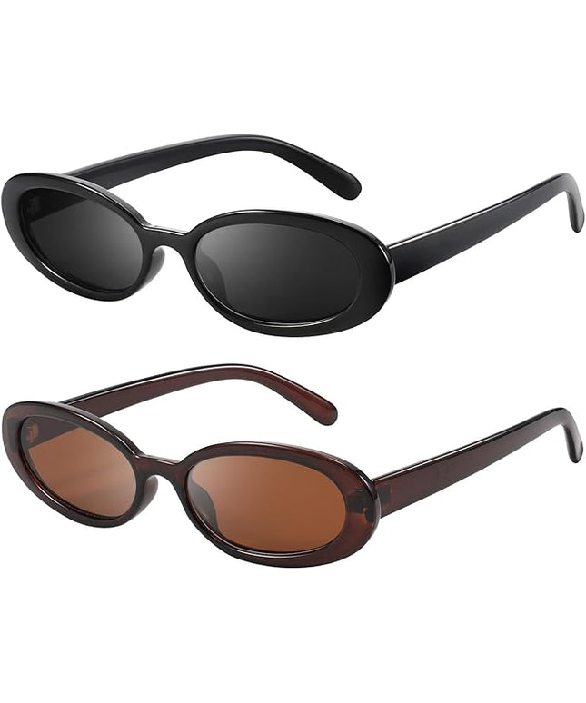 DANAMY Sunglasses Womens Retro Oval Sunglasses for Women Men Fashion Small Oval Sun Glasses 90s Vintage Driving Shades