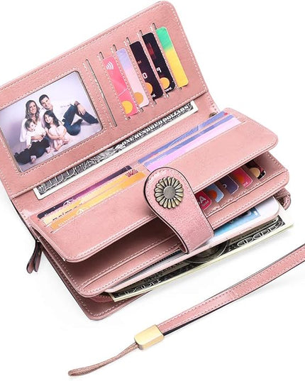 SENDEFN Wallets for Women Leather Credit Card Holder with RFID Blocking Large Capacity Wristlet | with RFID Blocking, Large Capacity, Wristlet, with RFID Blocking, Large Capacity, Wristlet
