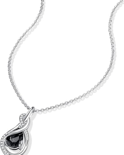 FANCIME TimelessTie Birthstone Necklace for Women White Gold Plated Sterling Silver Ribbon Design Jewelry Knot Pendant Fine Jewelry Gemstone Birthday Graduation Anniversary Christmas Gifts for Women Wife Mother Her