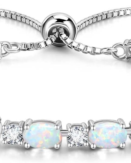 FANCIME Birthstone Tennis Bracelets Sterling Silver Bolo Tennis Bracelets Charm Fine Jewelry Birthday Gifts for Women Mom Wife Her