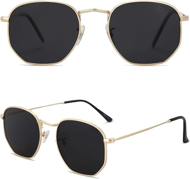 SOJOS Square Polarized Sunglasses for Women Men Small Hexagonal Polygon Shades SJ1072