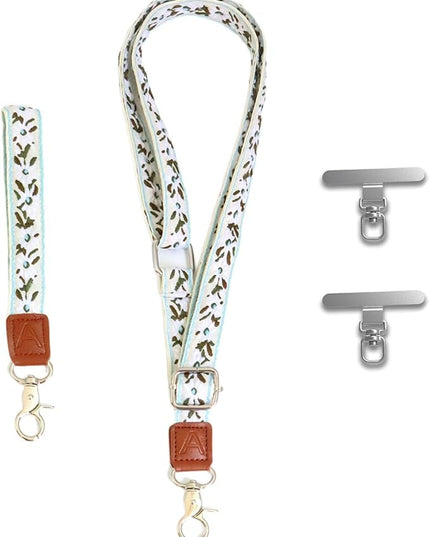 LEMEDE Wrist Keychain and Adjustable Phone Lanyard, Silver Hook Phone Crossbody Strap with 360° Rotating Phone Pads