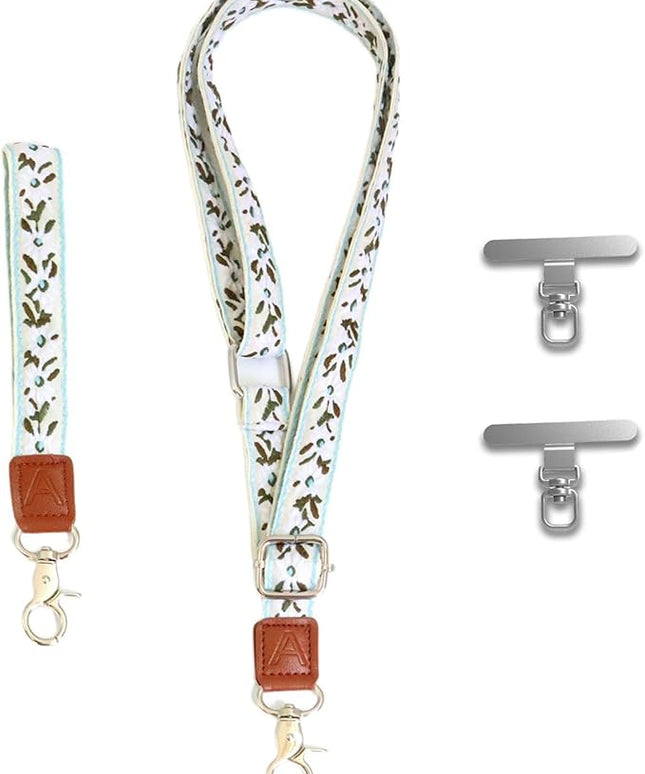 LEMEDE Wrist Keychain and Adjustable Phone Lanyard, Silver Hook Phone Crossbody Strap with 360° Rotating Phone Pads