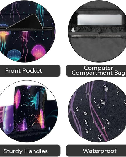 Large Backpack with 15.6 Inch Laptop Compartment, Fantasy Jellyfish Ocean Animal Adult Backpack for Work, Travel & School College Boys Girls