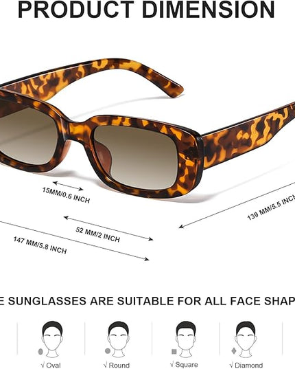 JASPIN Rectangle Sunglasses for Women Men Trendy Y2k Retro 90s Sun Glasses UV Protection Cool Square Frame